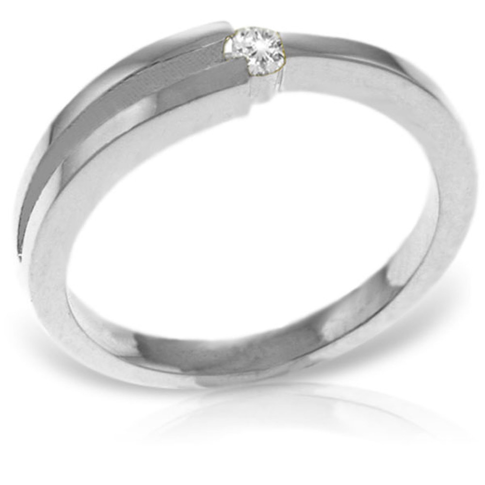 14K. SOLID GOLD RING WITH NATURAL CHANNEL SET DIAMOND (White Gold) - Picture 2 of 2